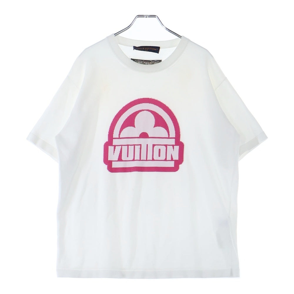 LOUIS VUITTON(ルイヴィトン) 23AW フロントロゴデザイン クルーネック半袖Tシャツカットソー ホワイト/ピンク RM232M HA0 HPN30W