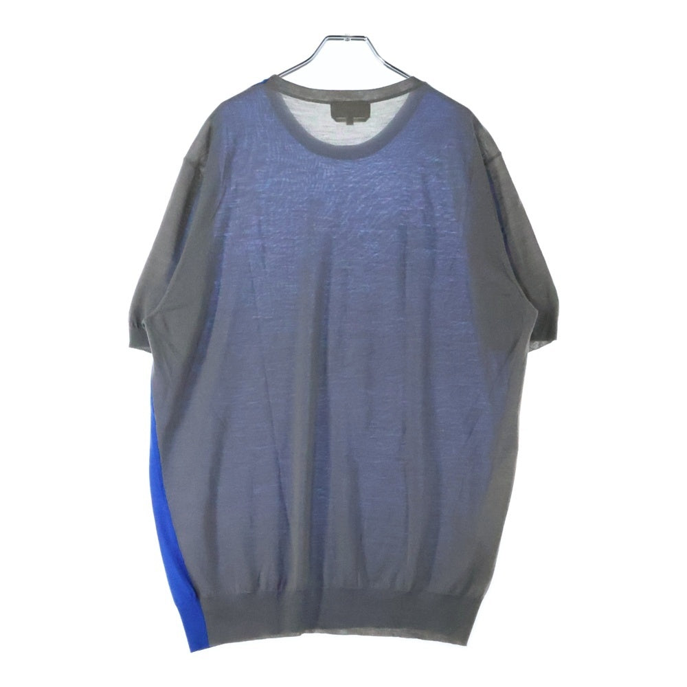HERMES(エルメス) ツートンカラー クルーネック半袖Tシャツカットソー ブルー/グレー 61-5712