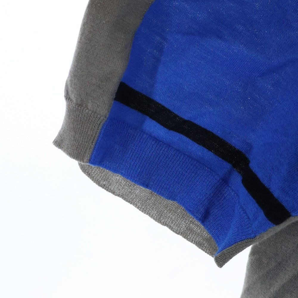 HERMES(エルメス) ツートンカラー クルーネック半袖Tシャツカットソー ブルー/グレー 61-5712