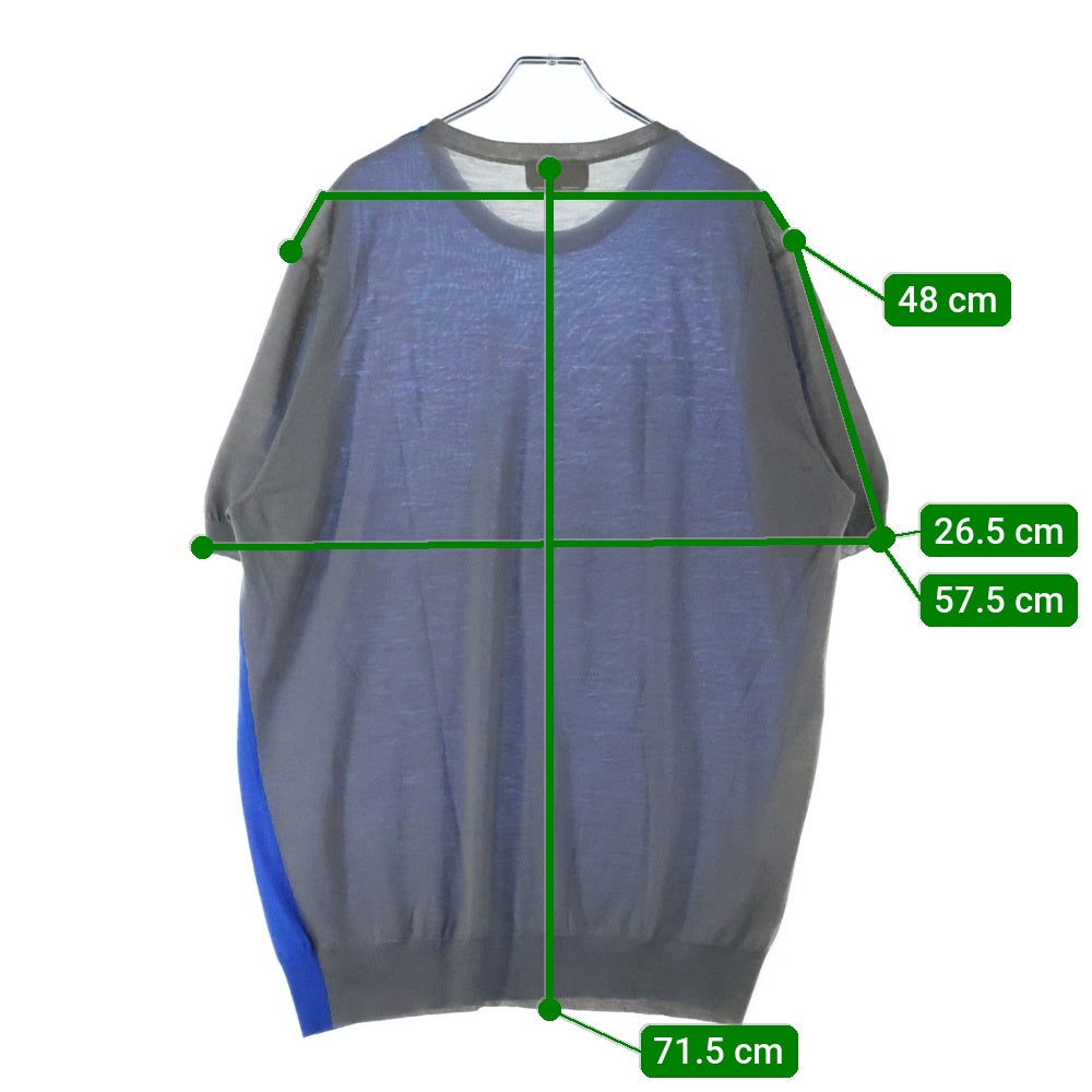 HERMES(エルメス) ツートンカラー クルーネック半袖Tシャツカットソー ブルー/グレー 61-5712
