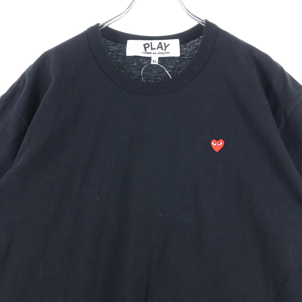PLAY COMME des GARCONS(プレイコムデギャルソン) レッドハート ロゴ刺繍 クルーネック半袖Tシャツカットソー ブラック AZ-T304
