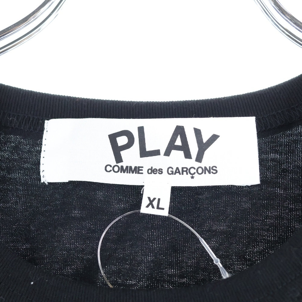 PLAY COMME des GARCONS(プレイコムデギャルソン) レッドハート ロゴ刺繍 クルーネック半袖Tシャツカットソー ブラック AZ-T304