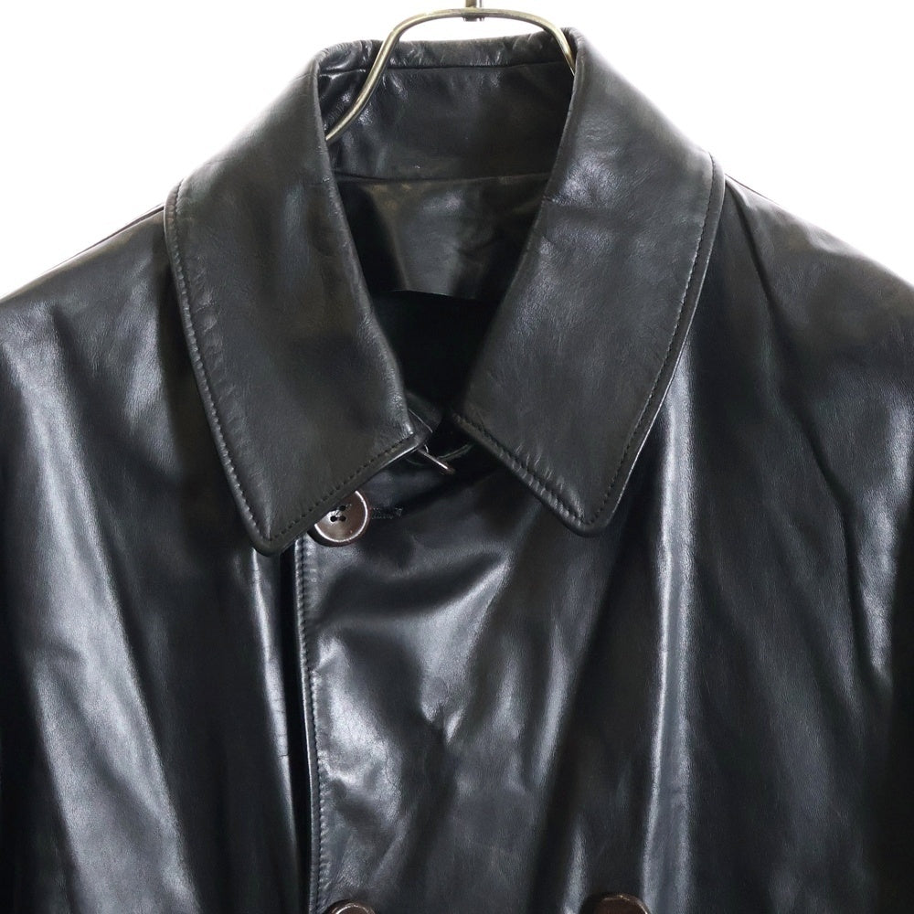 BOTTEGA VENETA(ボッテガヴェネタ) レザーロングコートジャケット made in italy ブラック