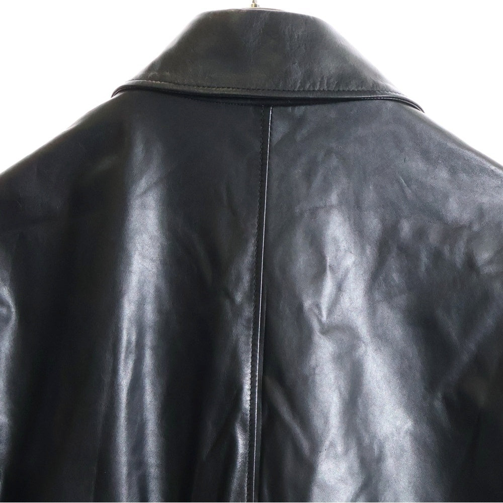 BOTTEGA VENETA(ボッテガヴェネタ) レザーロングコートジャケット made in italy ブラック