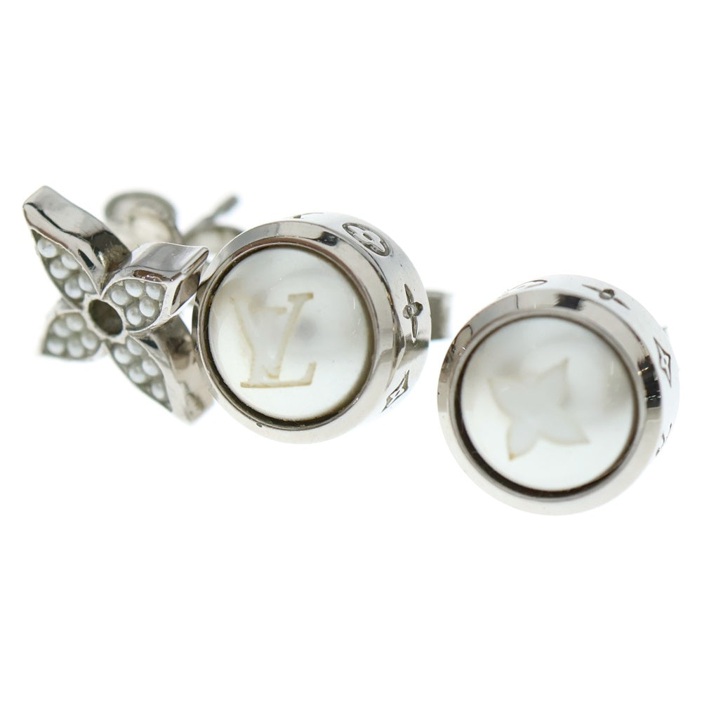 LOUIS VUITTON(ルイヴィトン) Pearl Fusion パールフュージョン 3点セット LVロゴ パールピアス シルバー/ホワイト M01856