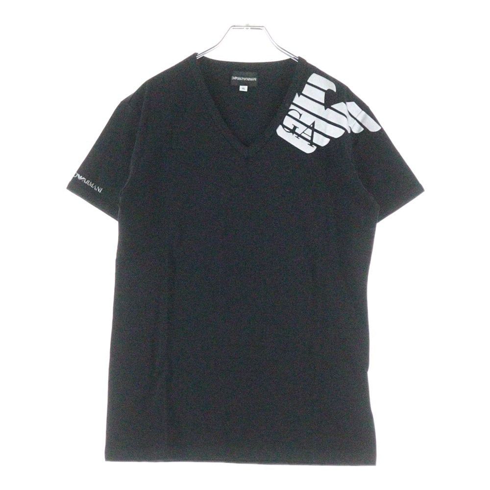 EMPORIO ARMANI(エンポリオアルマーニ) アームロゴ Vネック半袖Tシャツカットソー ブラック