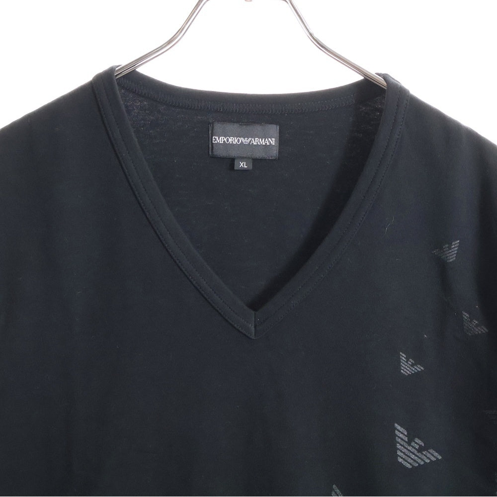 EMPORIO ARMANI(エンポリオアルマーニ) 両面ロゴプリント Vネック半袖Tシャツカットソー ブラック