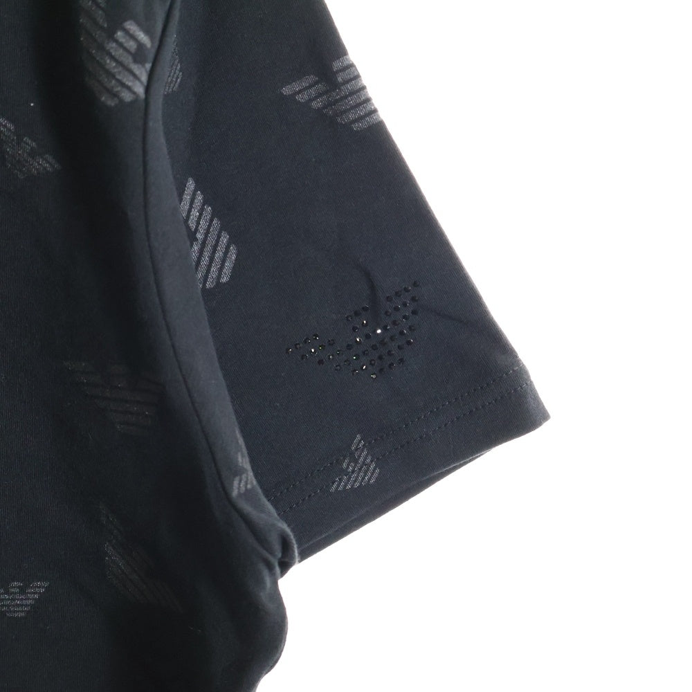 EMPORIO ARMANI(エンポリオアルマーニ) 両面ロゴプリント Vネック半袖Tシャツカットソー ブラック