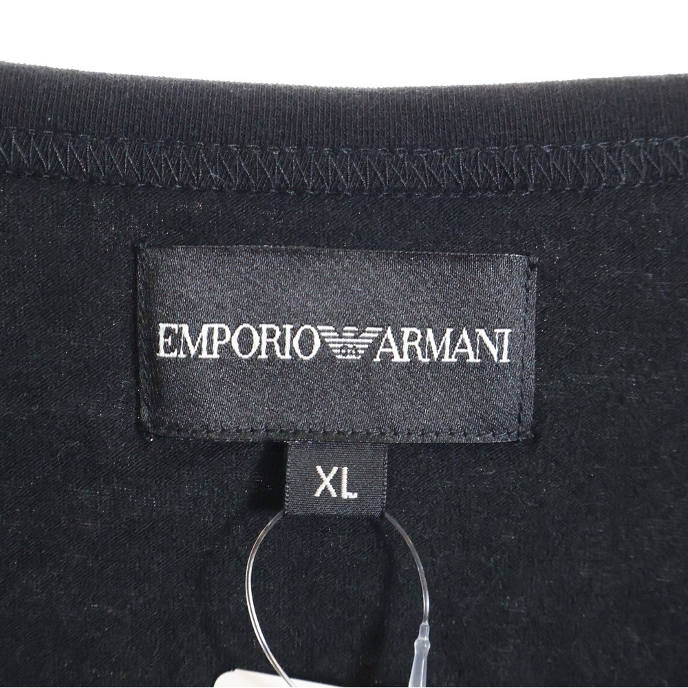 EMPORIO ARMANI(エンポリオアルマーニ) バックラメプリント Vネック半袖Tシャツカットソー ブラック