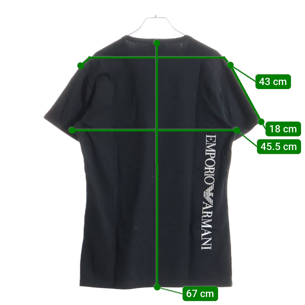 EMPORIO ARMANI(エンポリオアルマーニ) フロントロゴプリント Vネック半袖Tシャツカットソー ブラック