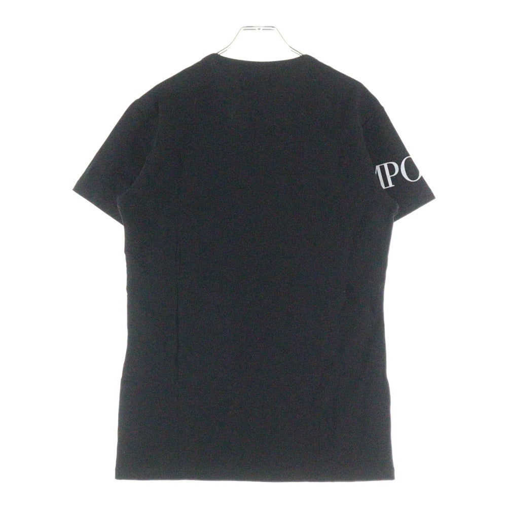 EMPORIO ARMANI(エンポリオアルマーニ) ライトスリーブラメロゴプリント Vネック半袖Tシャツカットソー ブラック