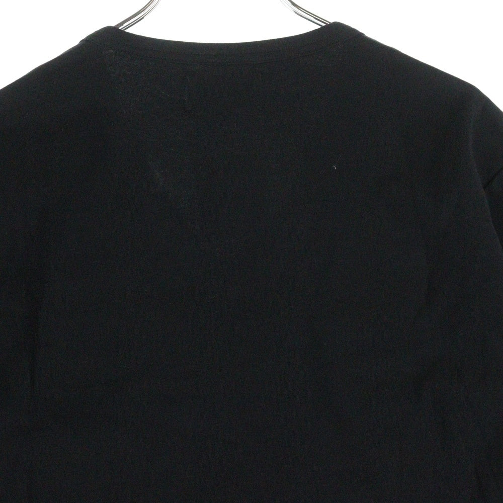 EMPORIO ARMANI(エンポリオアルマーニ) ライトスリーブラメロゴプリント Vネック半袖Tシャツカットソー ブラック