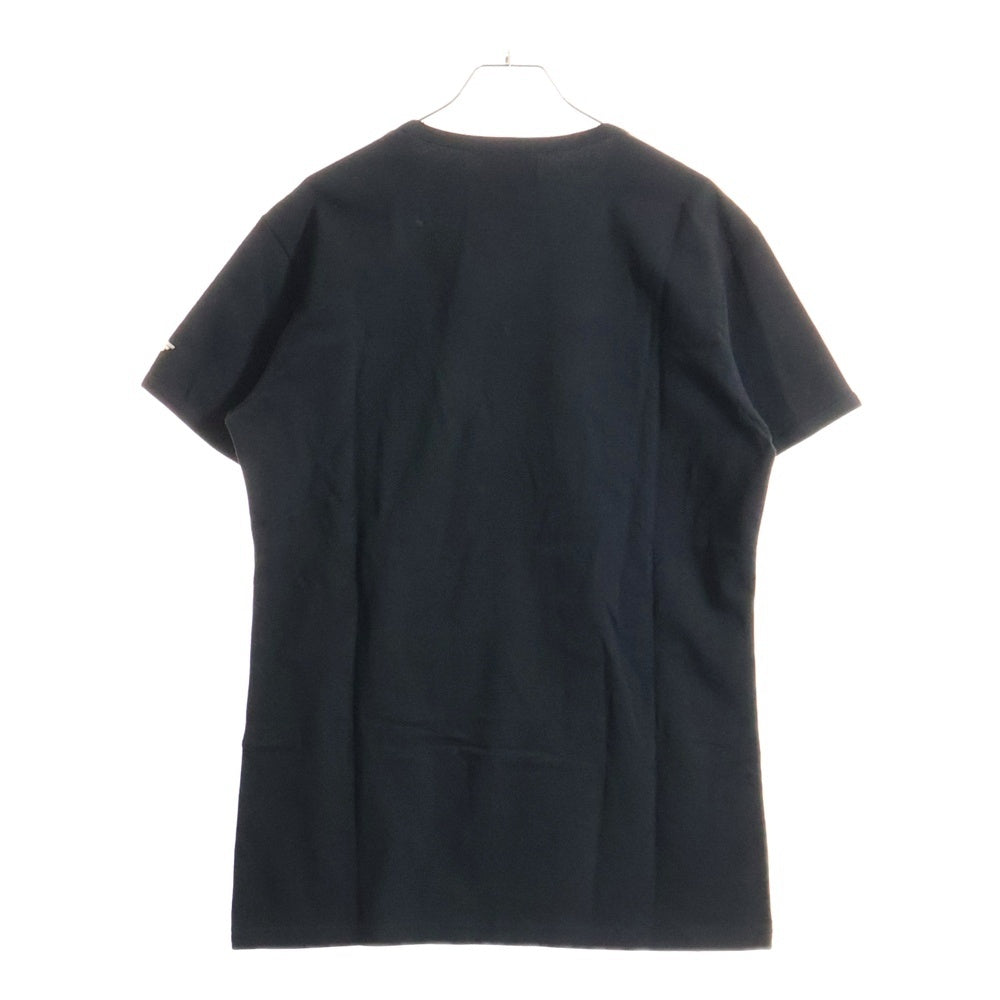 EMPORIO ARMANI(エンポリオアルマーニ) レフトスリーブラメロゴプリント Vネック半袖Tシャツカットソー ブラック