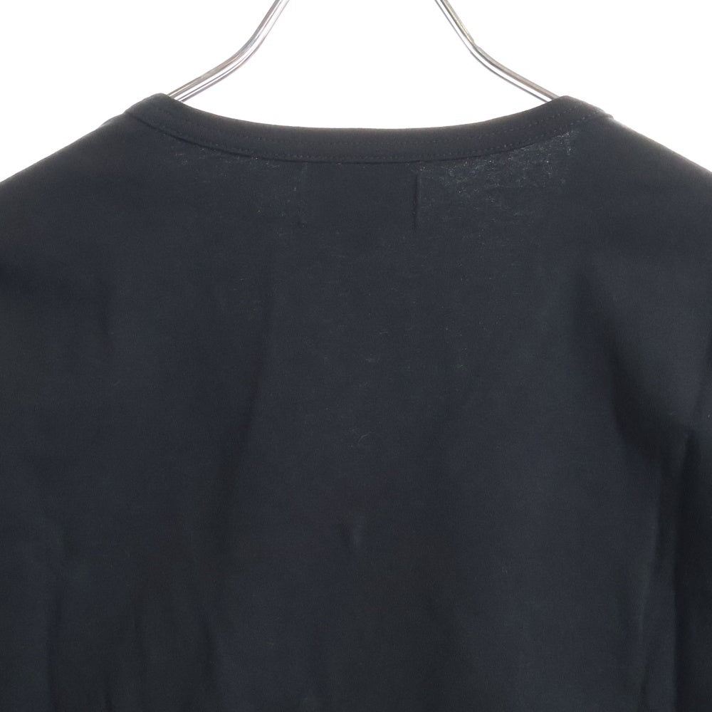 EMPORIO ARMANI(エンポリオアルマーニ) レフトスリーブラメロゴプリント Vネック半袖Tシャツカットソー ブラック