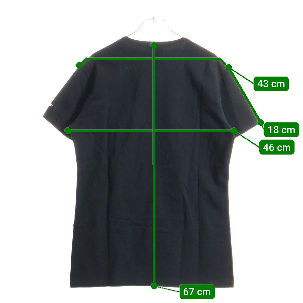 EMPORIO ARMANI(エンポリオアルマーニ) レフトスリーブラメロゴプリント Vネック半袖Tシャツカットソー ブラック