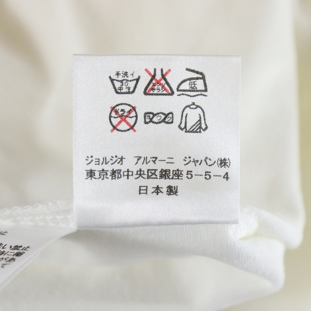 EMPORIO ARMANI(エンポリオアルマーニ) アーム刺繍ロゴ Vネック半袖Tシャツカットソー ホワイト