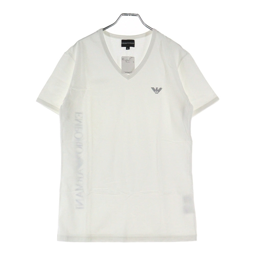 EMPORIO ARMANI(エンポリオアルマーニ) フロントロゴプリント Vネック半袖Tシャツカットソー ホワイト