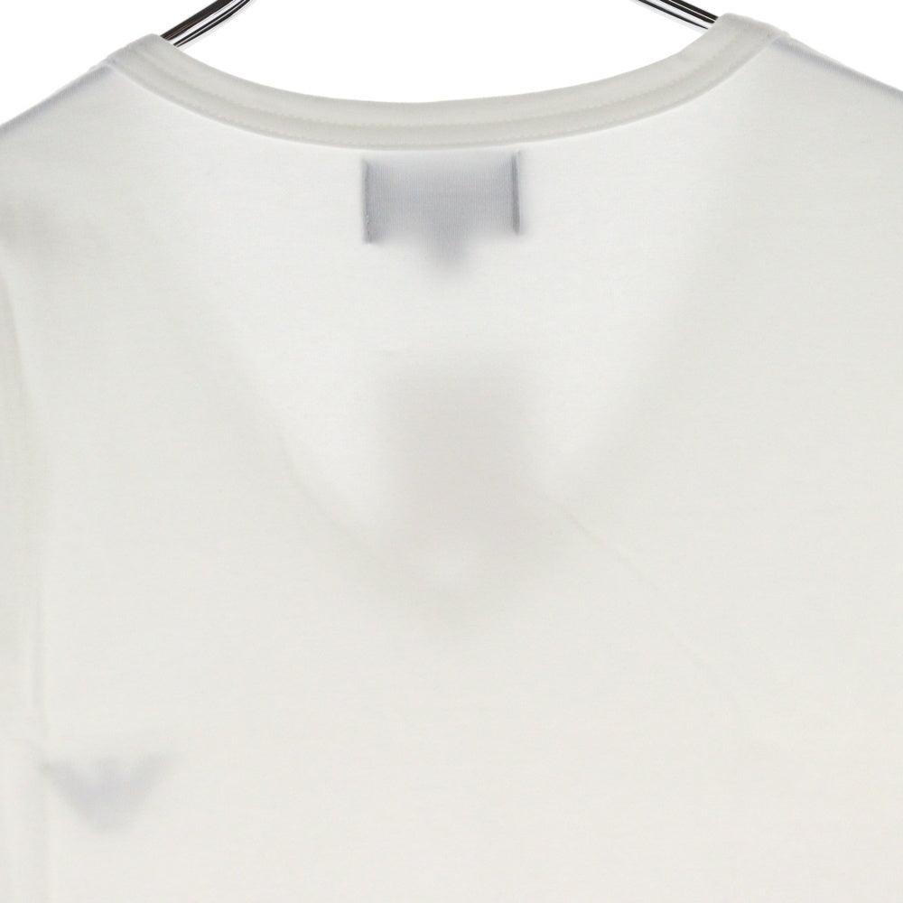 EMPORIO ARMANI(エンポリオアルマーニ) フロントロゴプリント Vネック半袖Tシャツカットソー ホワイト