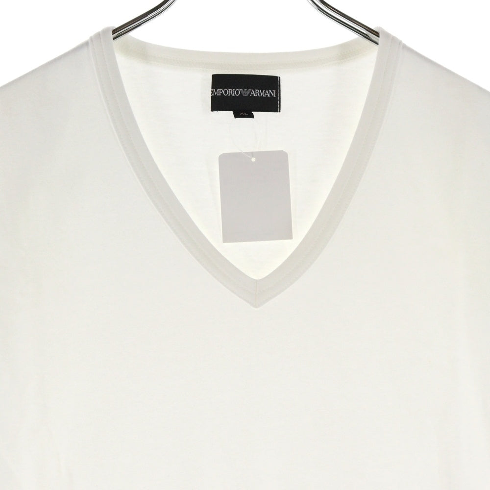 EMPORIO ARMANI(エンポリオアルマーニ) アームロゴプリント Vネック半袖Tシャツカットソー ホワイト