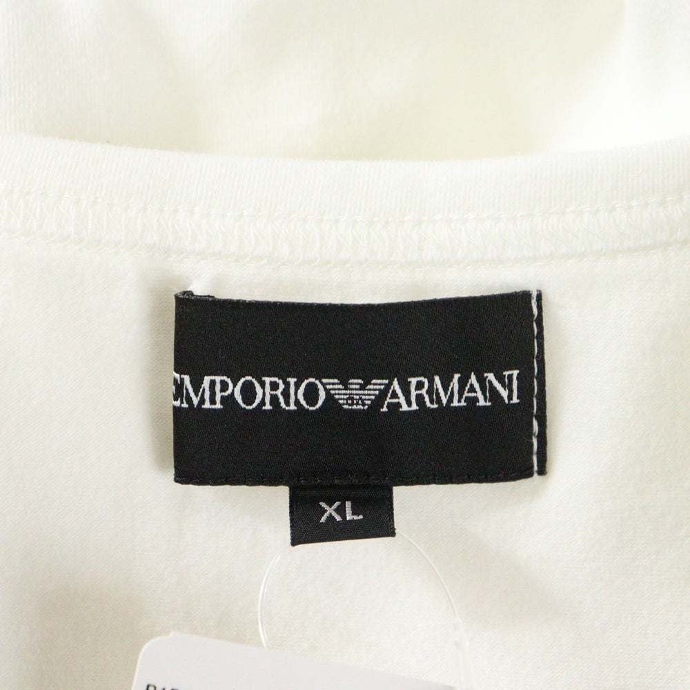 EMPORIO ARMANI(エンポリオアルマーニ) アームロゴプリント Vネック半袖Tシャツカットソー ホワイト