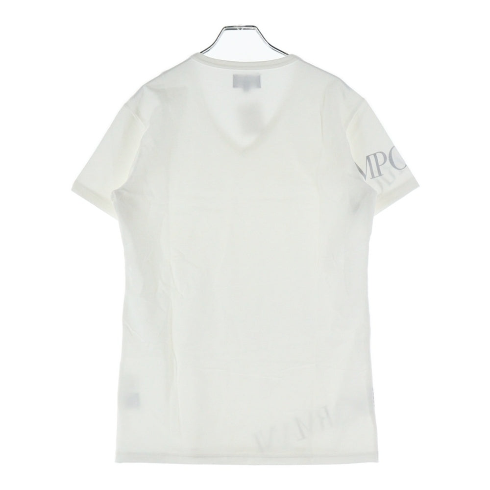 EMPORIO ARMANI(エンポリオアルマーニ) ライトスリーブラメロゴプリント Vネック半袖Tシャツカットソー ホワイト