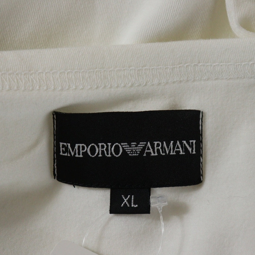 EMPORIO ARMANI(エンポリオアルマーニ) ライトスリーブラメロゴプリント Vネック半袖Tシャツカットソー ホワイト