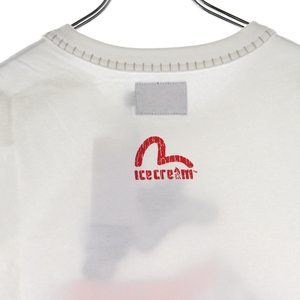 EVISU(エビス) ×ICECREAM 両面プリント クルーネック半袖Tシャツカットソー ホワイト 2EAICM5TS7023RXCT