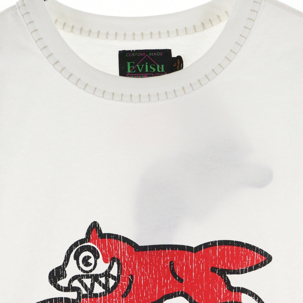 EVISU(エビス) ×ICECREAM 両面プリント クルーネック半袖Tシャツカットソー ホワイト 2EAICM5TS7023RXCT