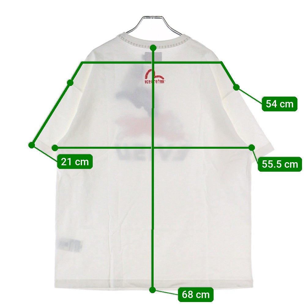 EVISU(エビス) ×ICECREAM 両面プリント クルーネック半袖Tシャツカットソー ホワイト 2EAICM5TS7023RXCT