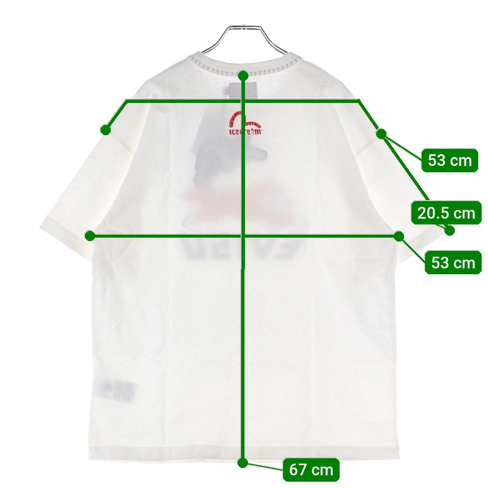 EVISU(エビス) ×ICECREAM 両面プリント クルーネック半袖Tシャツカットソー ホワイト 2EAICM5TS7023RXCT