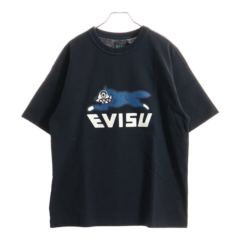 EVISU(エビス) ×ICECREAM 両面プリント クルーネック半袖Tシャツカットソー ブラック 2EAICM5TS7023RXCT