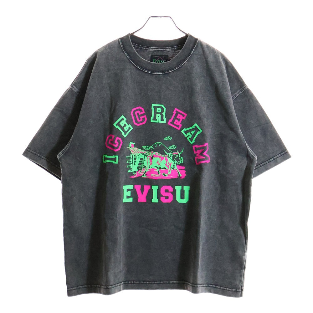 EVISU(エビス) ×ICECREAM 両面プリント クルーネック半袖Tシャツカットソー グレー 2EAICM5TS7024OSCT