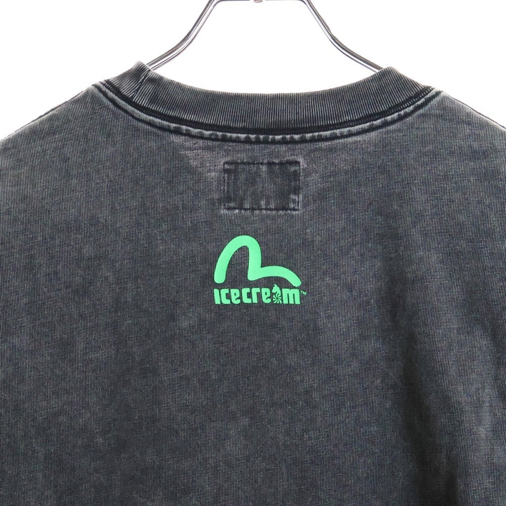 EVISU(エビス) ×ICECREAM 両面プリント クルーネック半袖Tシャツカットソー グレー 2EAICM5TS7024OSCT