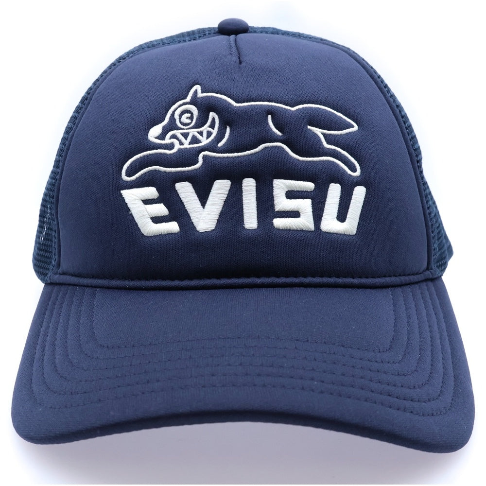 EVISU(エビス) ×ICECREAM ロゴ刺繍 トラッカーメッシュキャップ ネイビー 2EAICU5HT7029XXCT