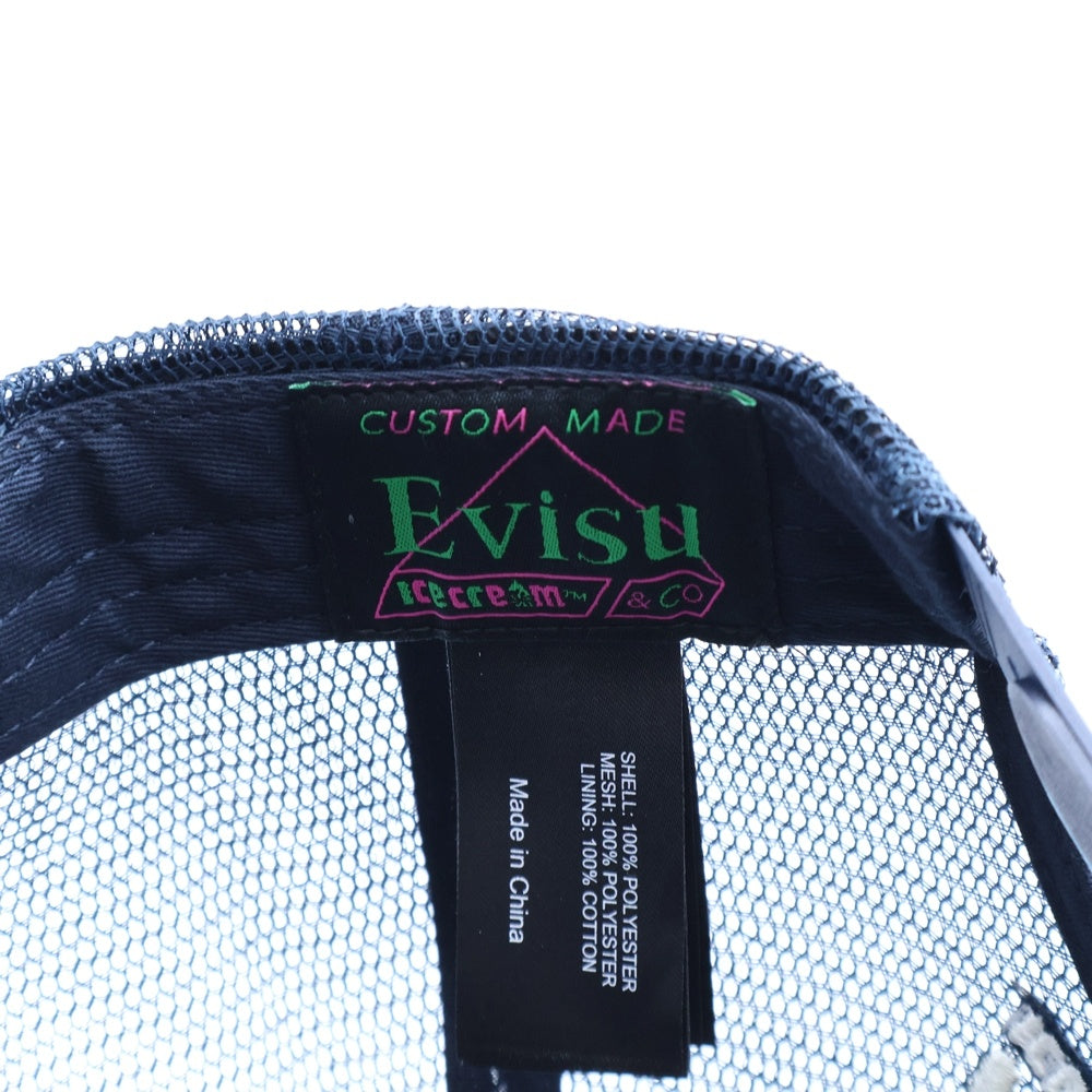 EVISU(エビス) ×ICECREAM ロゴ刺繍 トラッカーメッシュキャップ ネイビー 2EAICU5HT7029XXCT