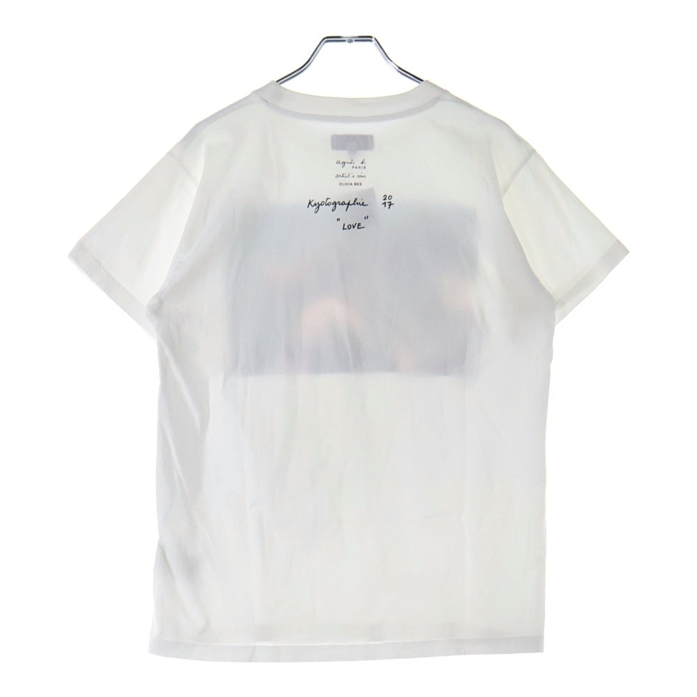 agnes b.(アニエスベー) OLIVIA BEE フォトプリント クルーネック半袖Tシャツカットソー ホワイト 7835SBD9