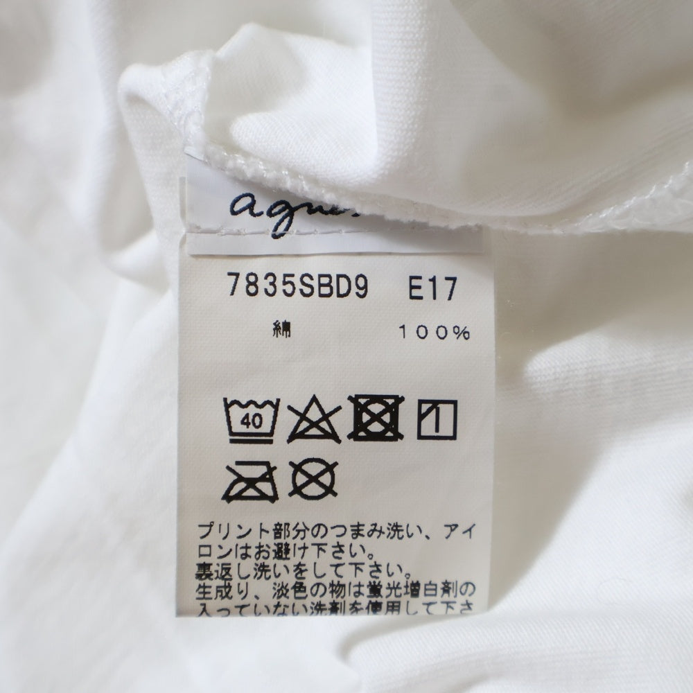 agnes b.(アニエスベー) OLIVIA BEE フォトプリント クルーネック半袖Tシャツカットソー ホワイト 7835SBD9