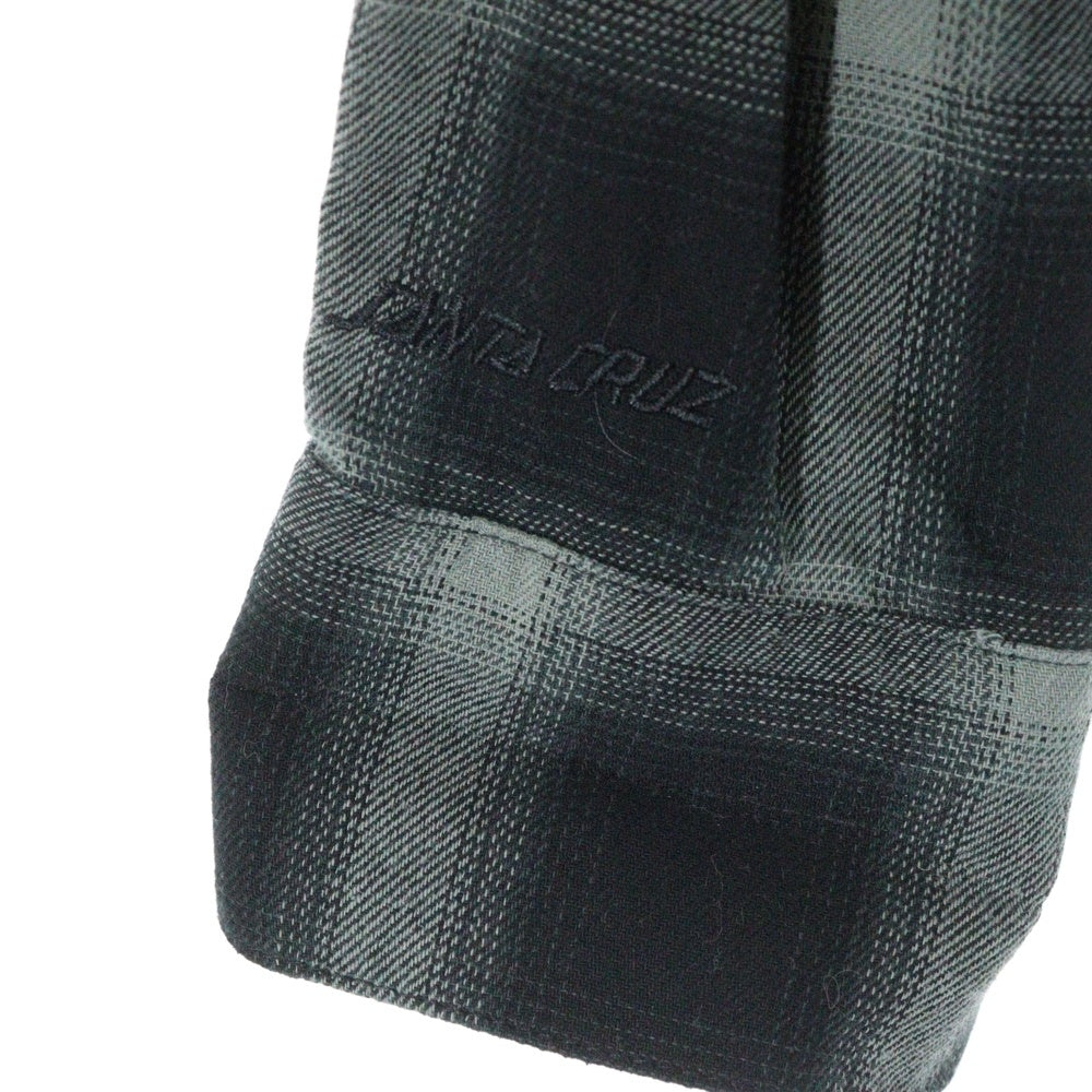 SANTA CRUZ(サンタクルーズ) オーバーサイズ ワンポイント刺繍ロゴ 長袖チェックシャツ ブラック 502231202