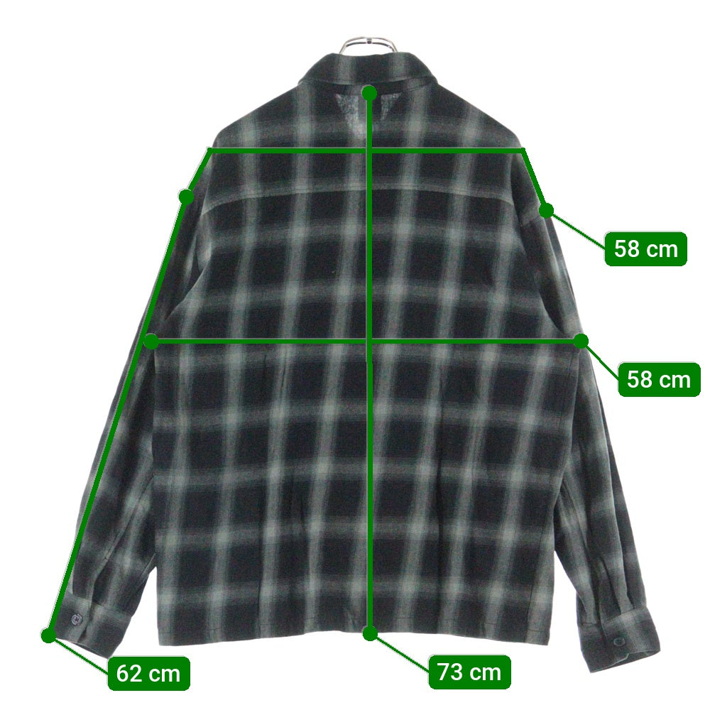 SANTA CRUZ(サンタクルーズ) オーバーサイズ ワンポイント刺繍ロゴ 長袖チェックシャツ ブラック 502231202