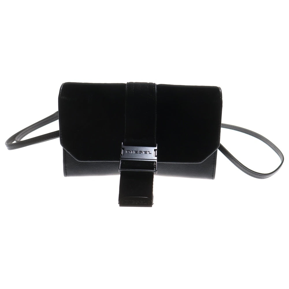 DIESEL(ディーゼル) ベロア切り替え フラップショルダーバッグ ブラック
