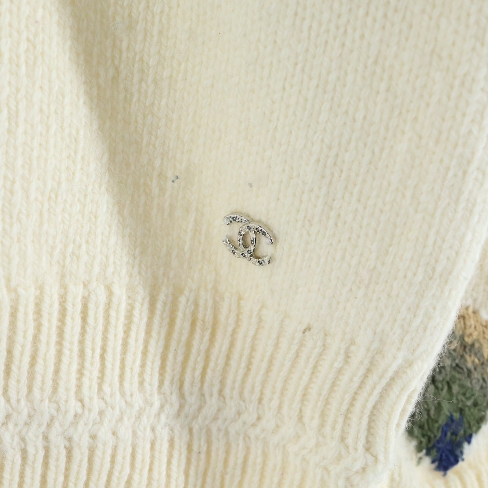 CHANEL(シャネル) ココネージュコレクション 総柄長袖ケーブルニットセーター アイボリー