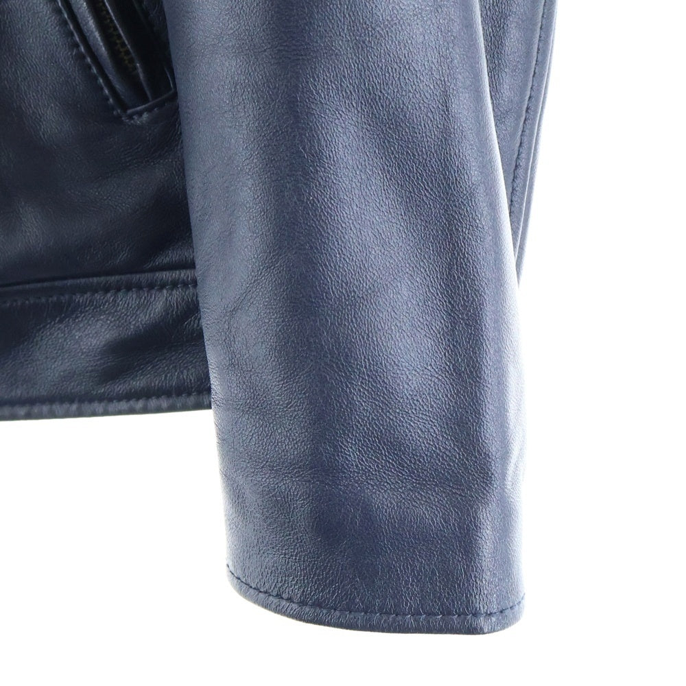 Psycho Bunny(サイコバニー) ラムレザー ブルゾン シングルライダースジャケット ネイビー PB-CY-78629