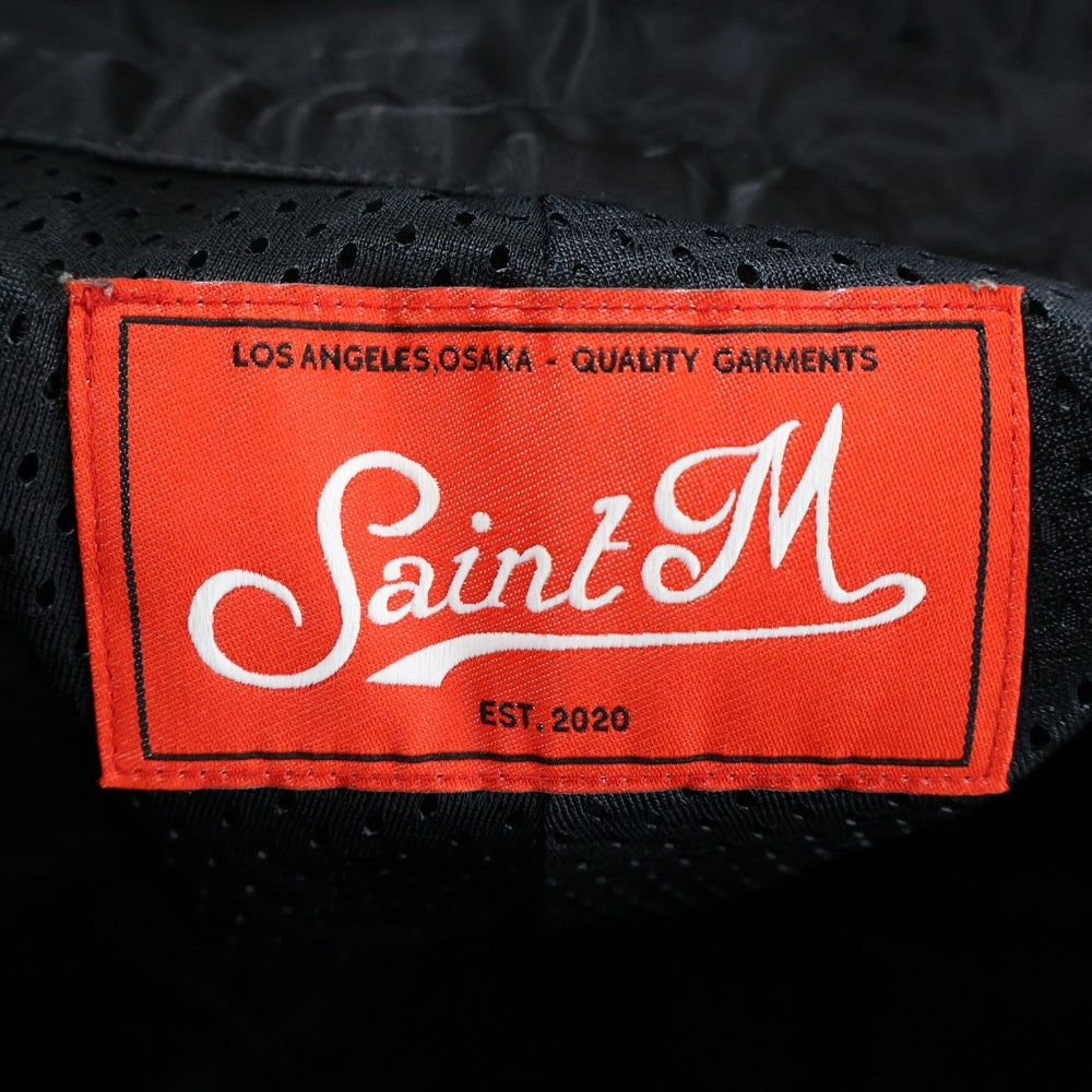SAINT MICHAEL(セントマイケル) 23SS SWIMMING SHORT SM-S23-0000-065 ロゴプリント ナイロンショーツ ハーフパンツ ブラック