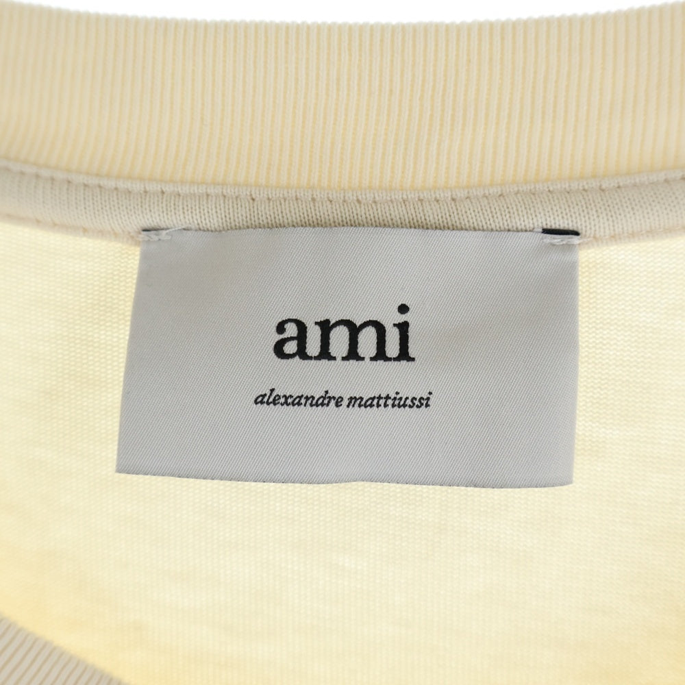 AMI Alexandre Mattiussi(アミアレクサンドルマテュッシ) フロントロゴ刺繍 クルーネック 半袖Tシャツ アイボリー UTS075.726