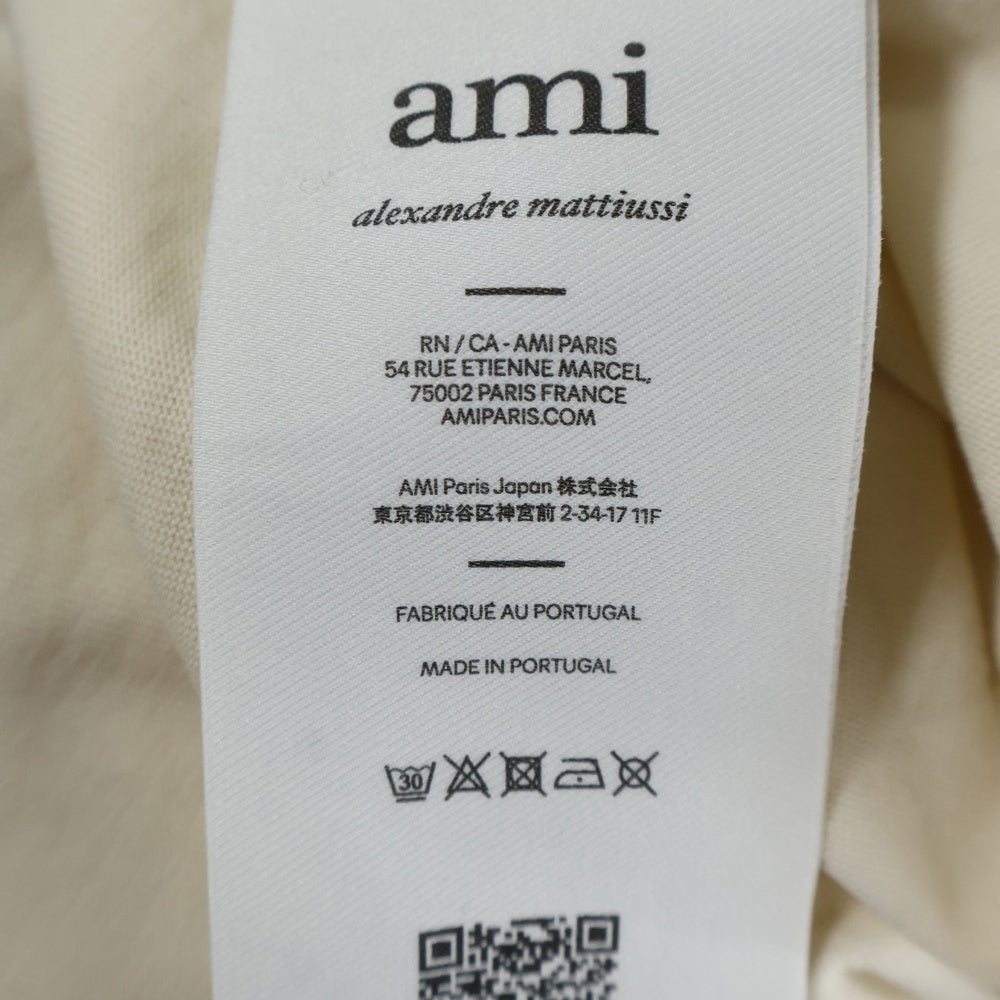 AMI Alexandre Mattiussi(アミアレクサンドルマテュッシ) フロントロゴ刺繍 クルーネック 半袖Tシャツ アイボリー UTS075.726