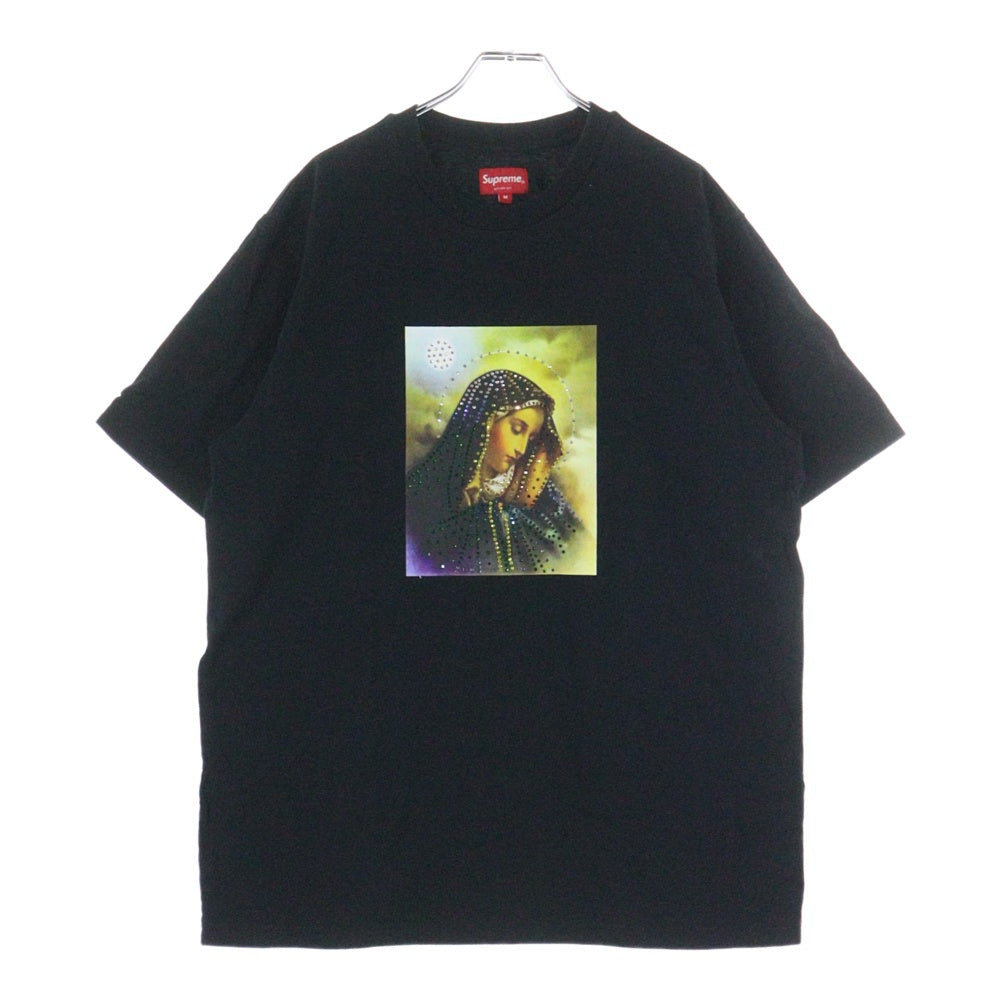 SUPREME(シュプリーム) 22AW Mary Rhinestone フロントラインストーン クルーネック 半袖Tシャツ ブラック