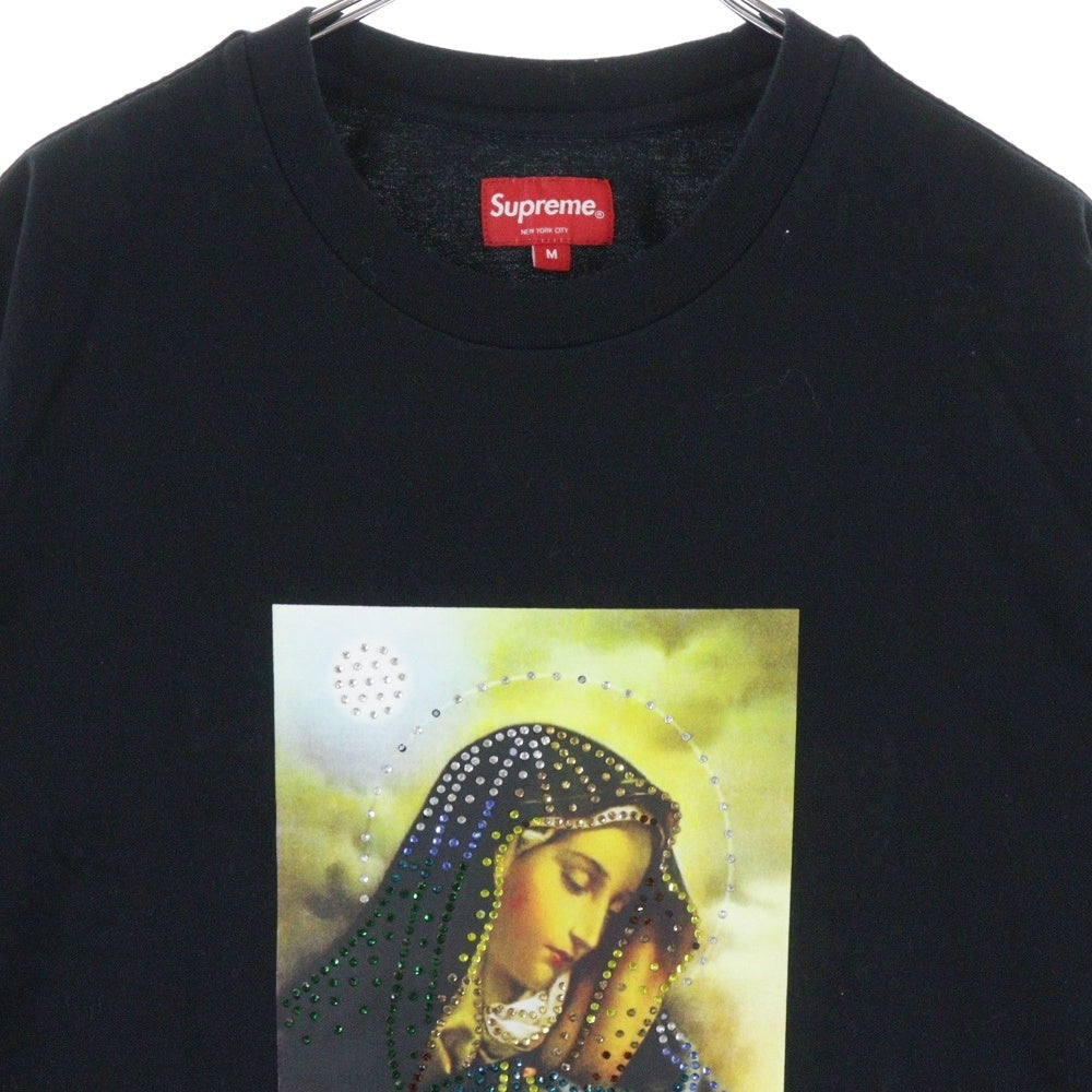 SUPREME(シュプリーム) 22AW Mary Rhinestone フロントラインストーン クルーネック 半袖Tシャツ ブラック