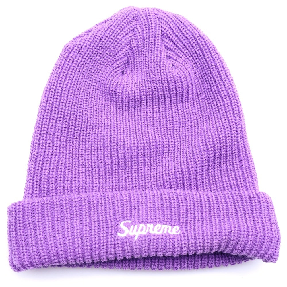 SUPREME(シュプリーム) 20AW Loose Gauge Beanie ロゴ刺繍 ビーニー ニット帽 パープル