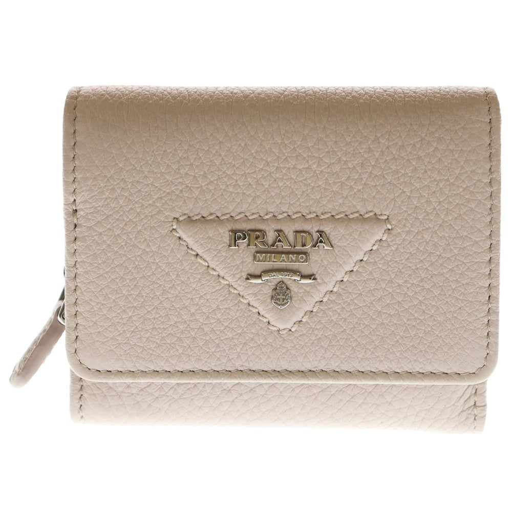 PRADA(プラダ) トライアングルロゴ 三つ折りレザー財布 ピンク 1MH044 F0NZ2