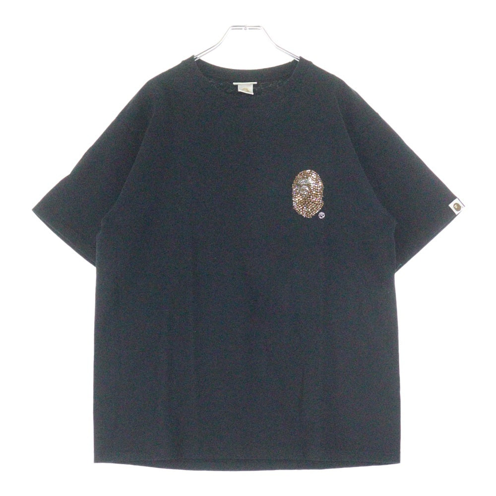 A BATHING APE(アベイシングエイプ) SWAROVSKI クルーネック半袖Tシャツカットソー ブラック/ゴールド